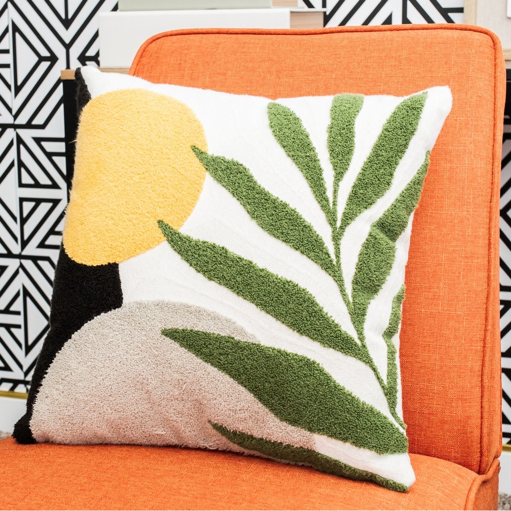 JASEN Abstract Boho Pillow 18x18, Mid Century Floral Decorative Throw Pillow